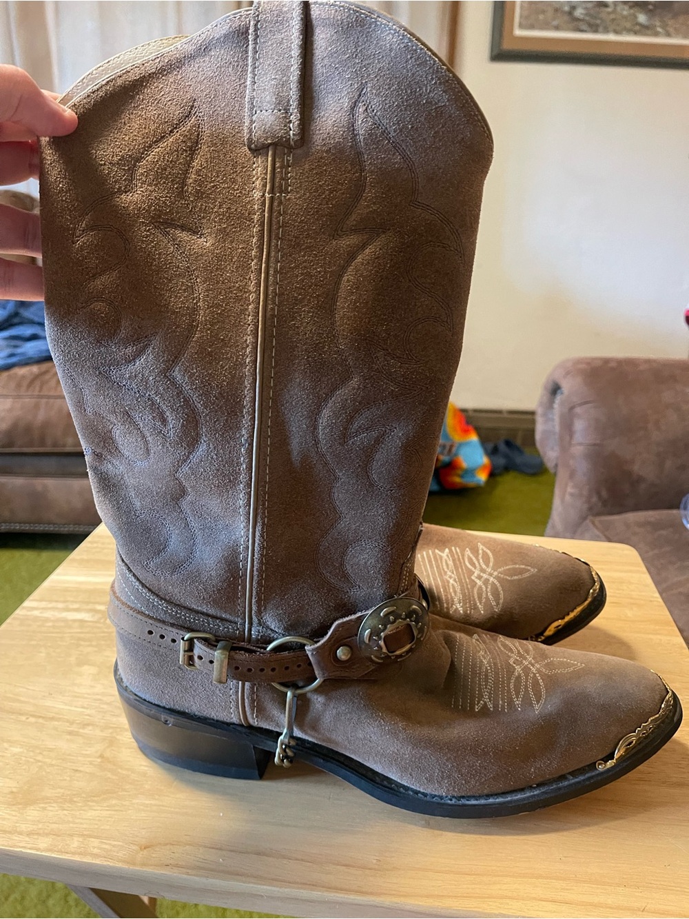 Masterson Western Cowboy Chain Distressed Brown Boots RB918 Size 10 D With Tap